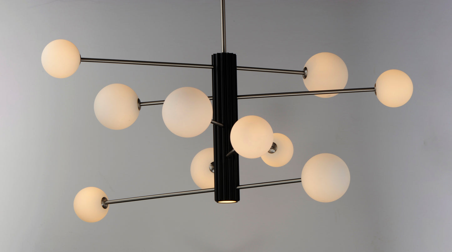 E24066-92BKSN - 11 Light Cog 45" Chandelier - Black / Satin Nickel