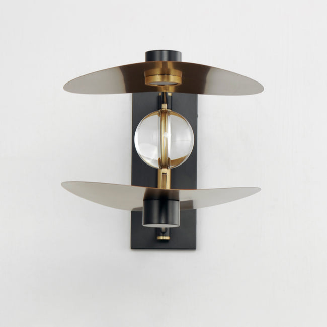 E24072-BKNAB - Pearl 12" Wall Sconce - Black / Natural Aged Brass