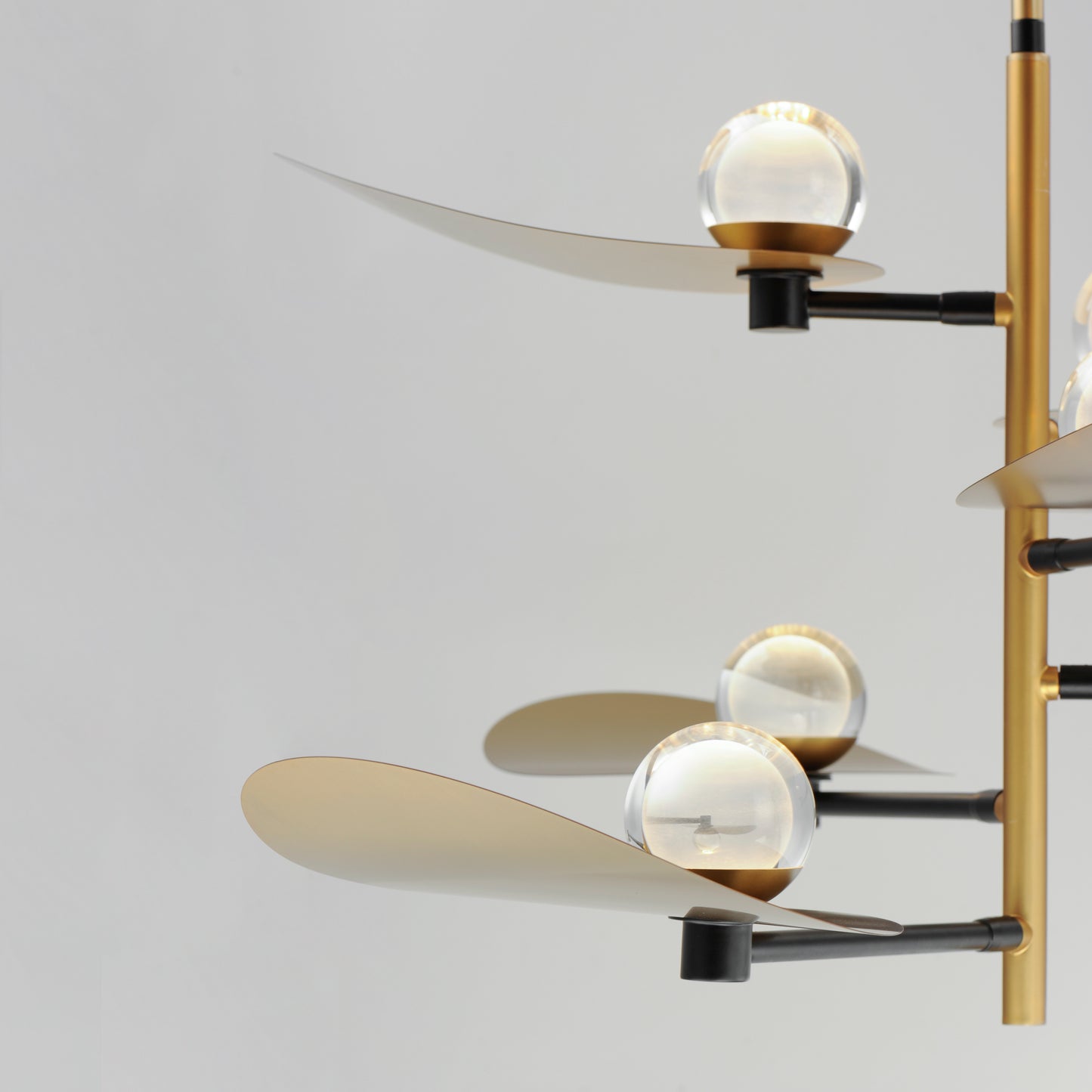 E24075-BKNAB - 6 Light Pearl 47" Chandelier - Black / Natural Aged Brass