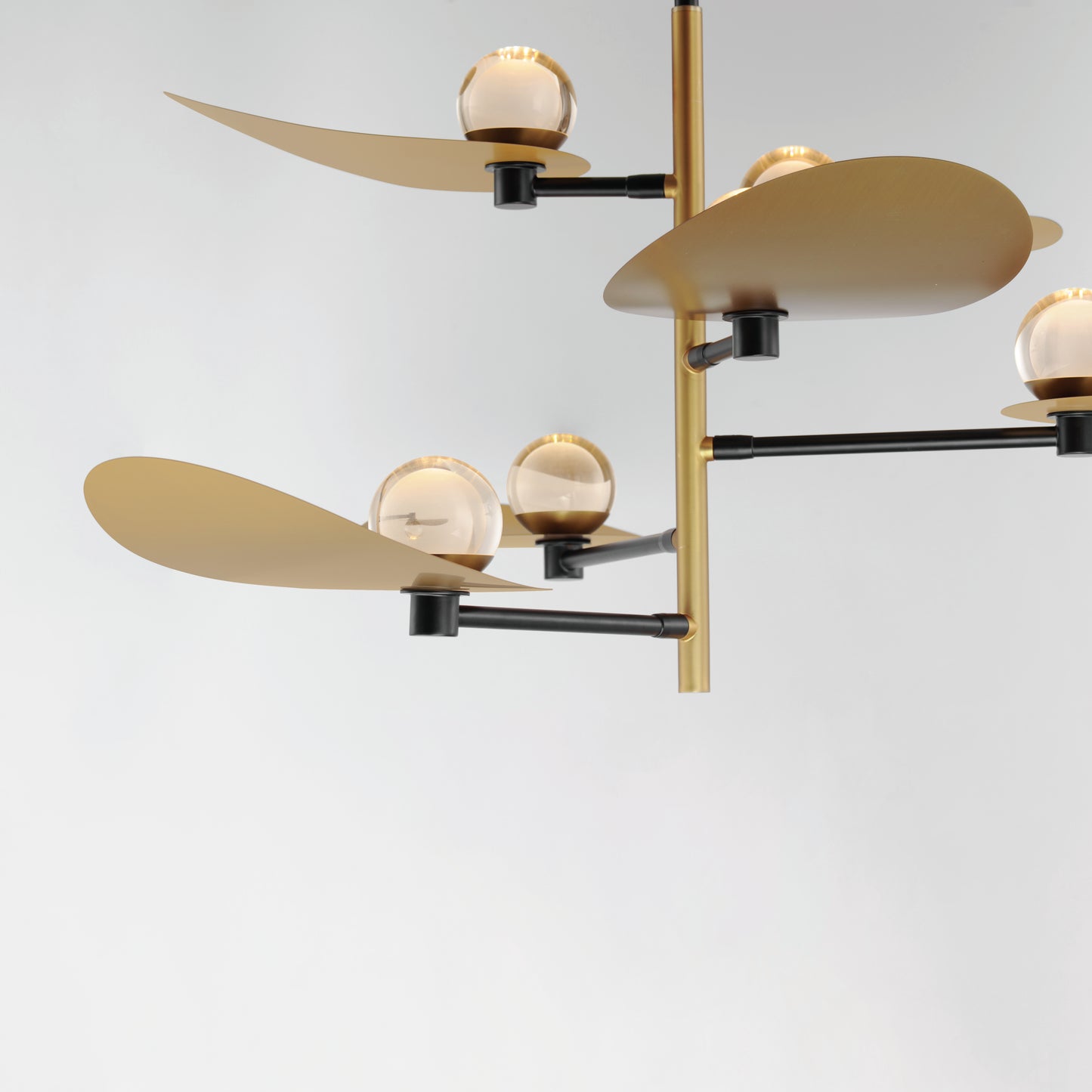 E24075-BKNAB - 6 Light Pearl 47" Chandelier - Black / Natural Aged Brass