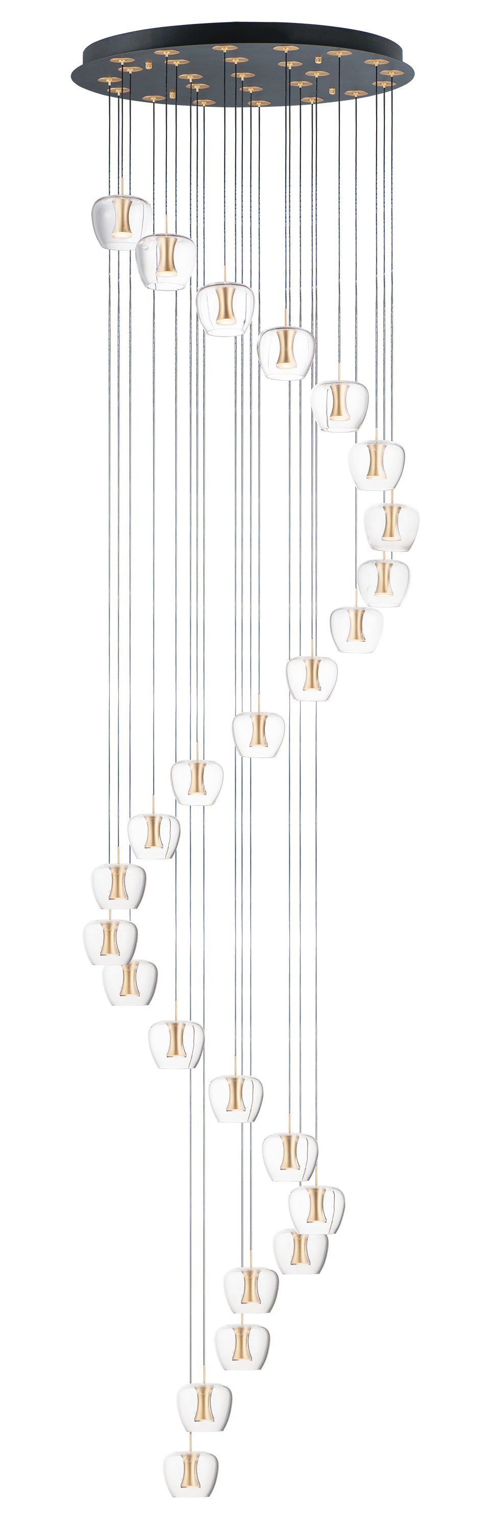 E24169-18BKGLD - 25 Light Newton 28" Chandelier - Black / Gold