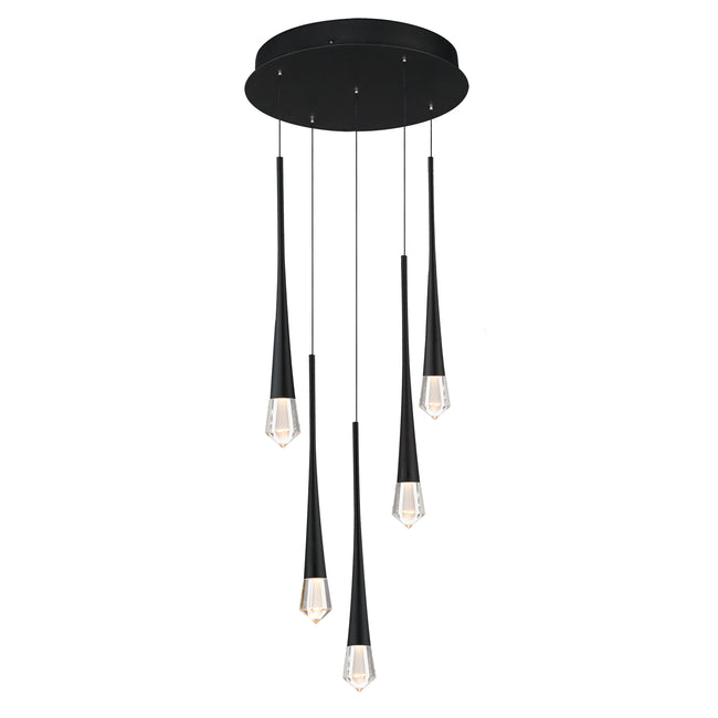 E24225-122BK - 5 Light Pierce 13" Chandelier - Black