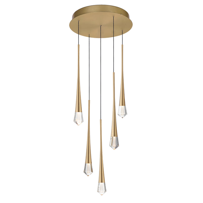 E24225-122GLD - 5 Light Pierce 13" Chandelier - Gold