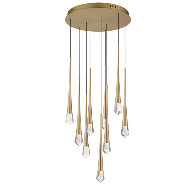 E24227-122GLD - 9 Light Pierce 19" Chandelier - Gold