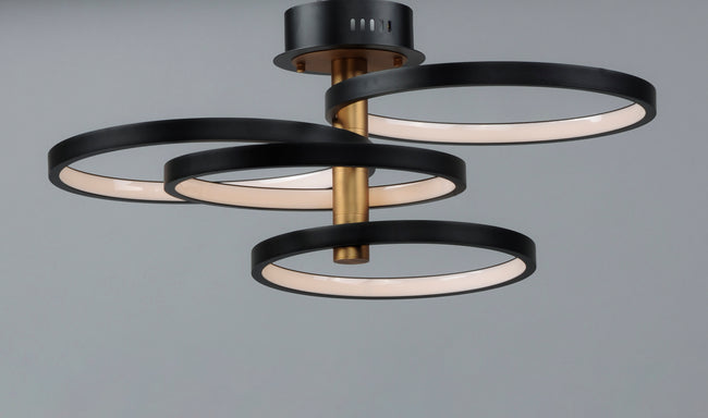 E24324-BKGLD - Hoopla 34" Chandelier - Black / Gold
