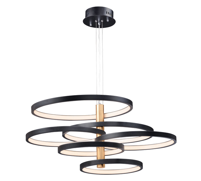 E24327-BKGLD - Hoopla 45" Chandelier - Black / Gold