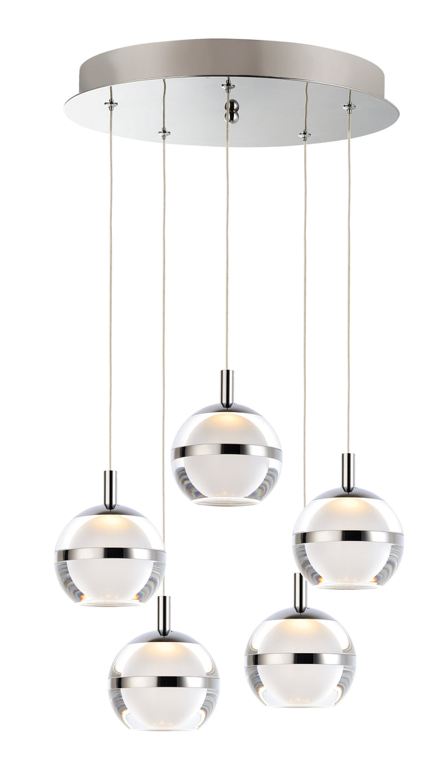 E24595-93PC - 5 Light Swank 15" Chandelier - Polished Chrome