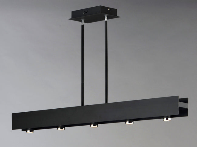 E24634-BKPC - 5 Light Beam LED 3" Chandelier - Black / Polished Chrome