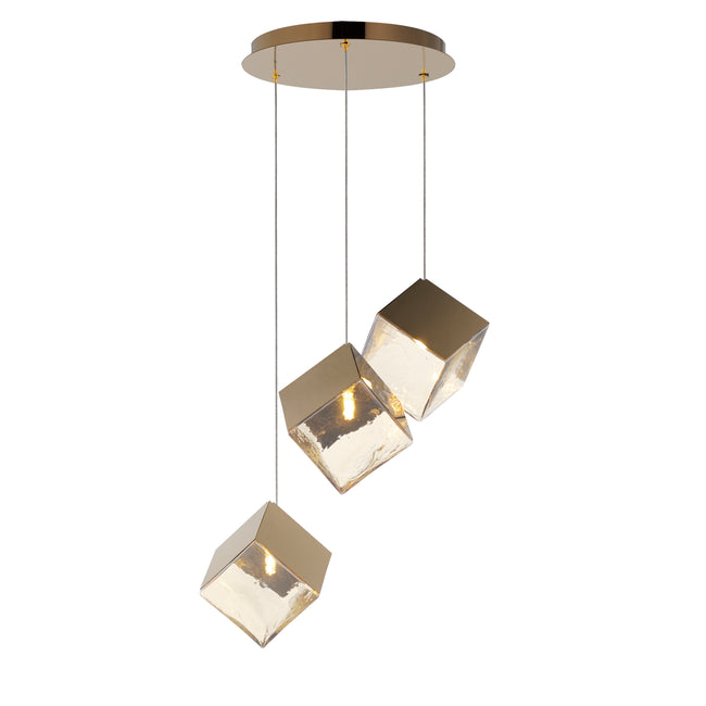 E24683-26FG - 3 Light Ice Cube 19" Chandelier - French Gold