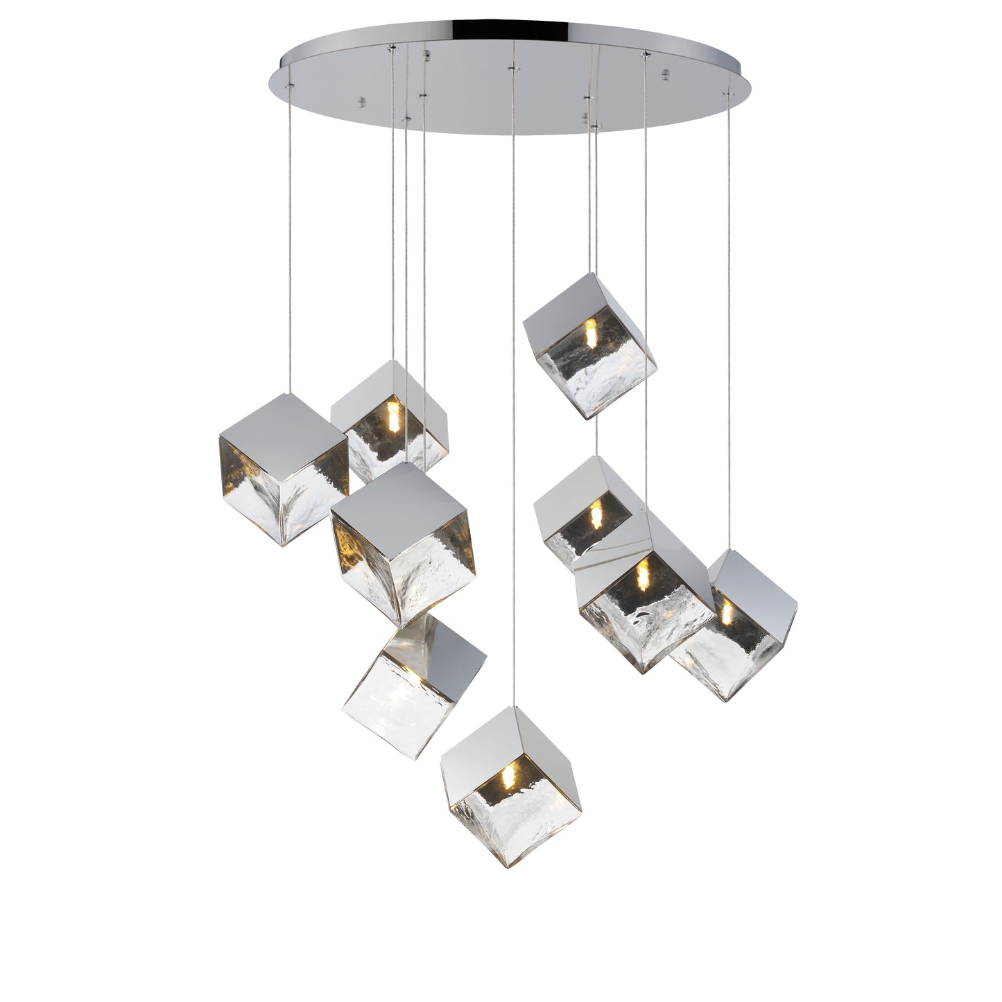 E24689-28PC - 9 Light Ice Cube 34" Chandelier - Polished Chrome
