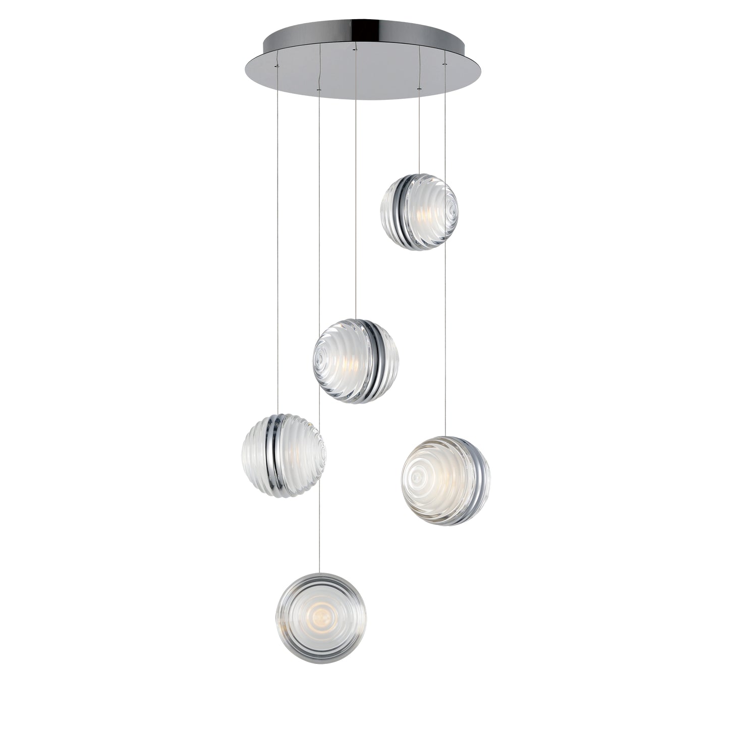 E24695-75PC - 5 Light Pulse 15" Chandelier - Polished Chrome