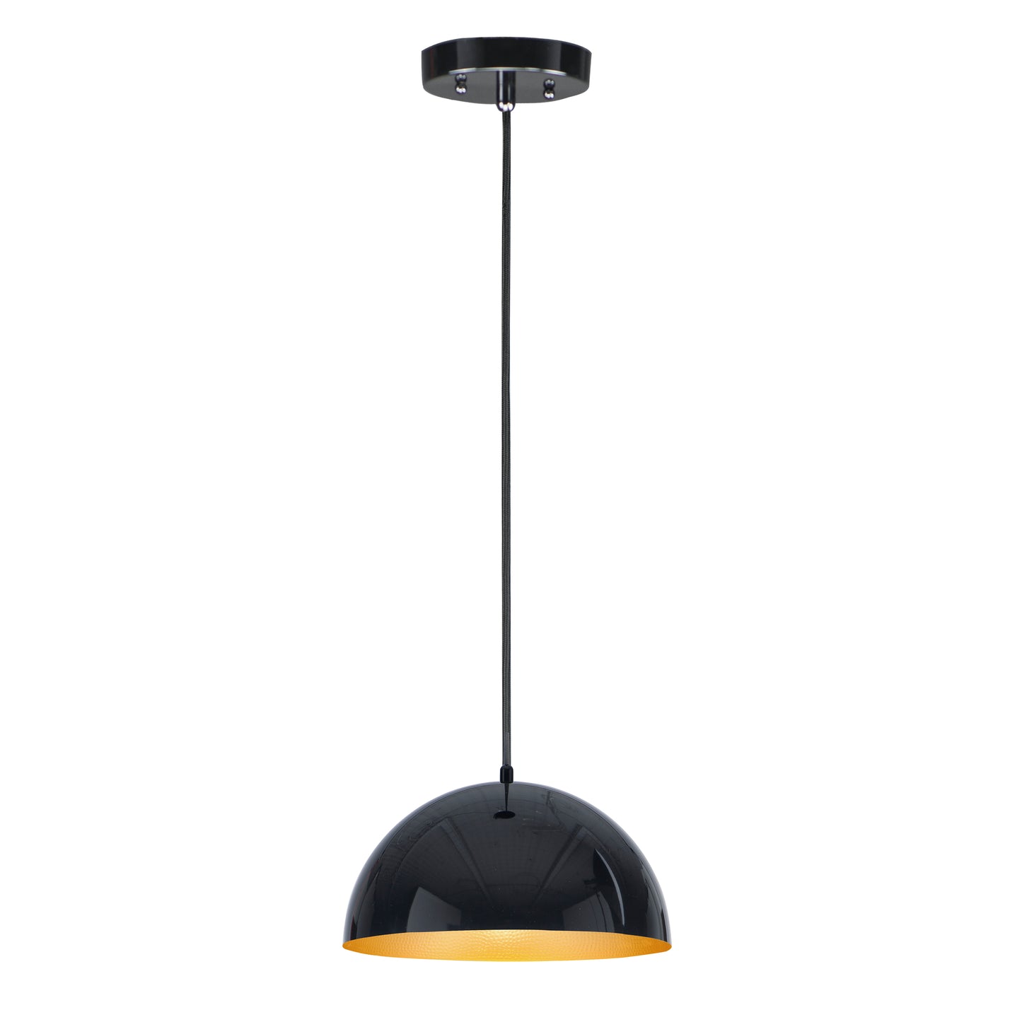 E24902-GBGLD - Hemisphere 14" Pendant - Gloss Black / Gold