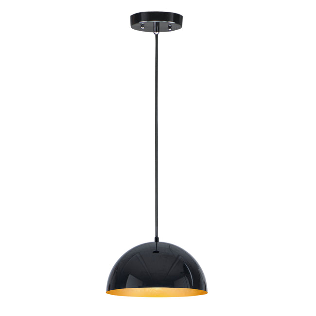 E24902-GBGLD - Hemisphere 14" Pendant - Gloss Black / Gold