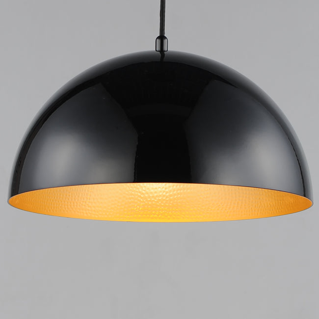 E24902-GBGLD - Hemisphere 14" Pendant - Gloss Black / Gold