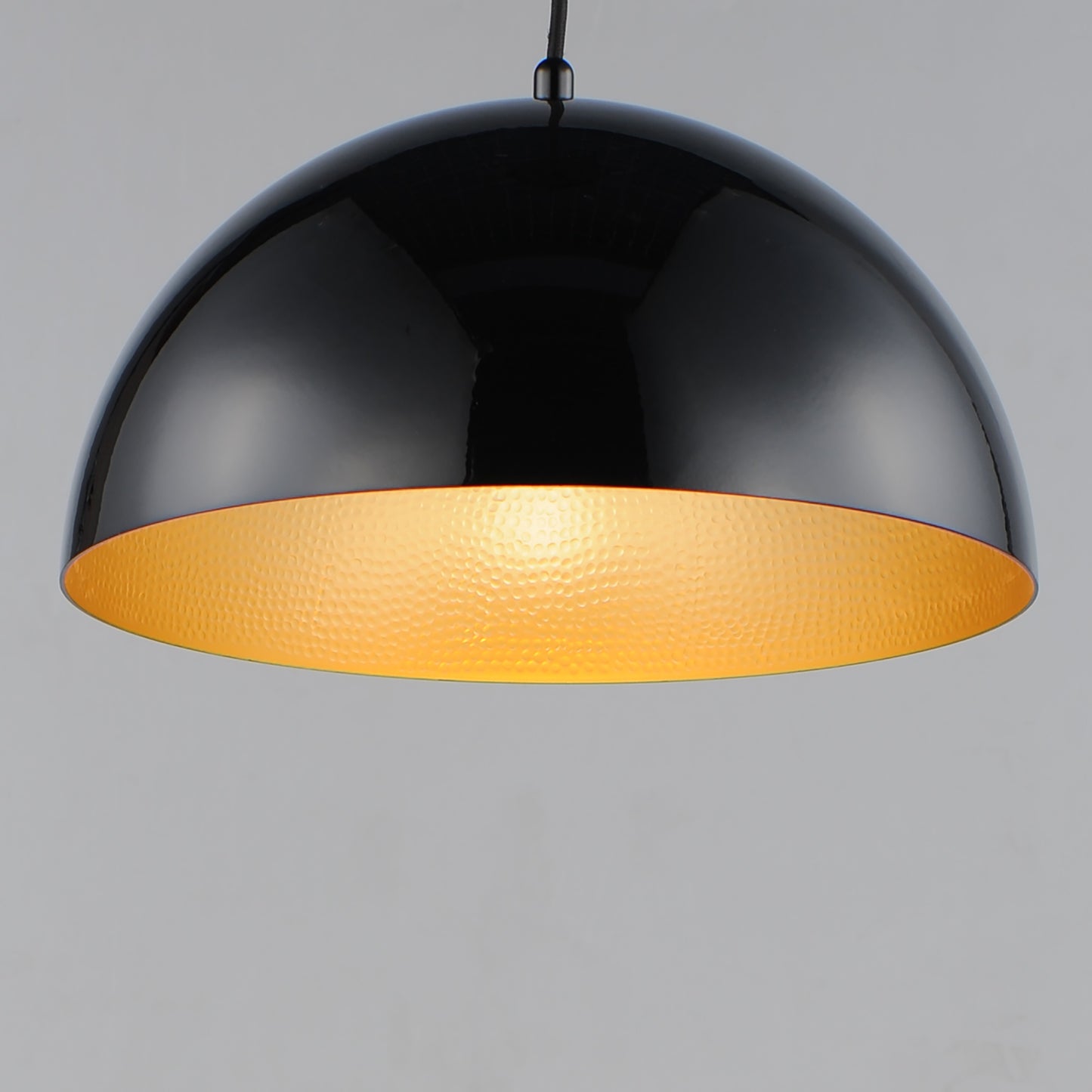 E24902-GBGLD - Hemisphere 14" Pendant - Gloss Black / Gold