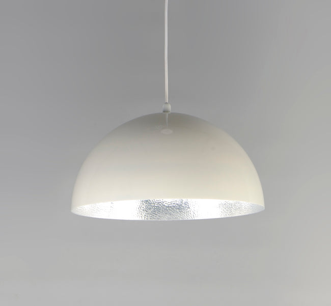E24902-GWAL - Hemisphere 14" Pendant - Gloss White / Aluminum