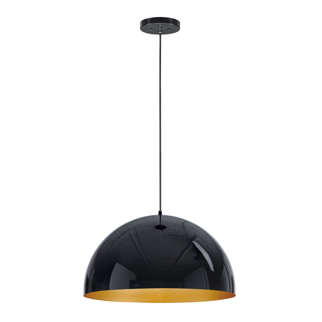 E24904-GBGLD - Hemisphere 24" Pendant - Gloss Black / Gold