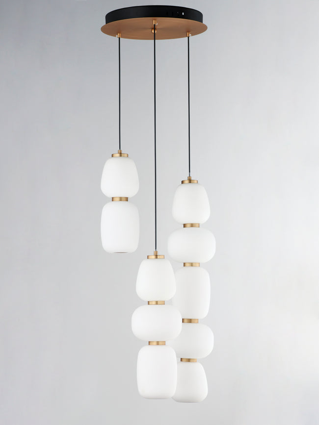 E25069-92BKGLD - 3 Light Soji 16" Chandelier - Black / Gold