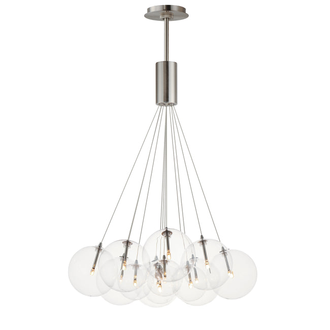 E25089-18SN - 12 Light Burst 27" Chandelier - Satin Nickel