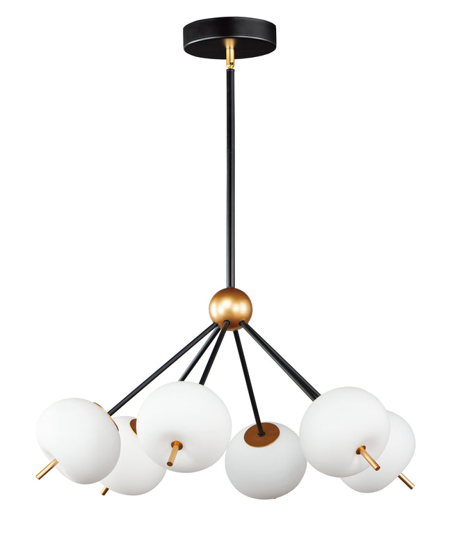 E25116-92BKGLD - 6 Light Quest 27" Chandelier - Black / Gold