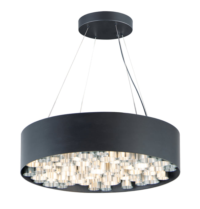 E32785-BKAL - 13 Light Pipes 24" Chandelier - Black / Brushed Aluminum