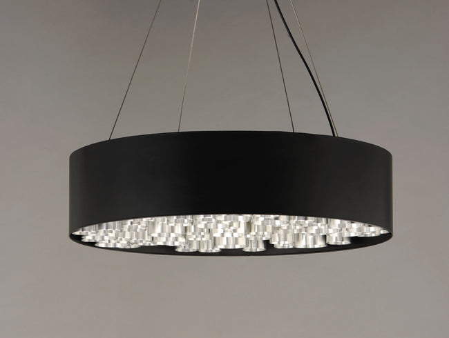 E32785-BKAL - 13 Light Pipes 24" Chandelier - Black / Brushed Aluminum