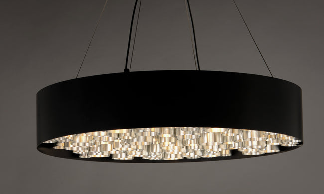 E32787-BKAL - 26 Light Pipes 30" Chandelier - Black / Brushed Aluminum