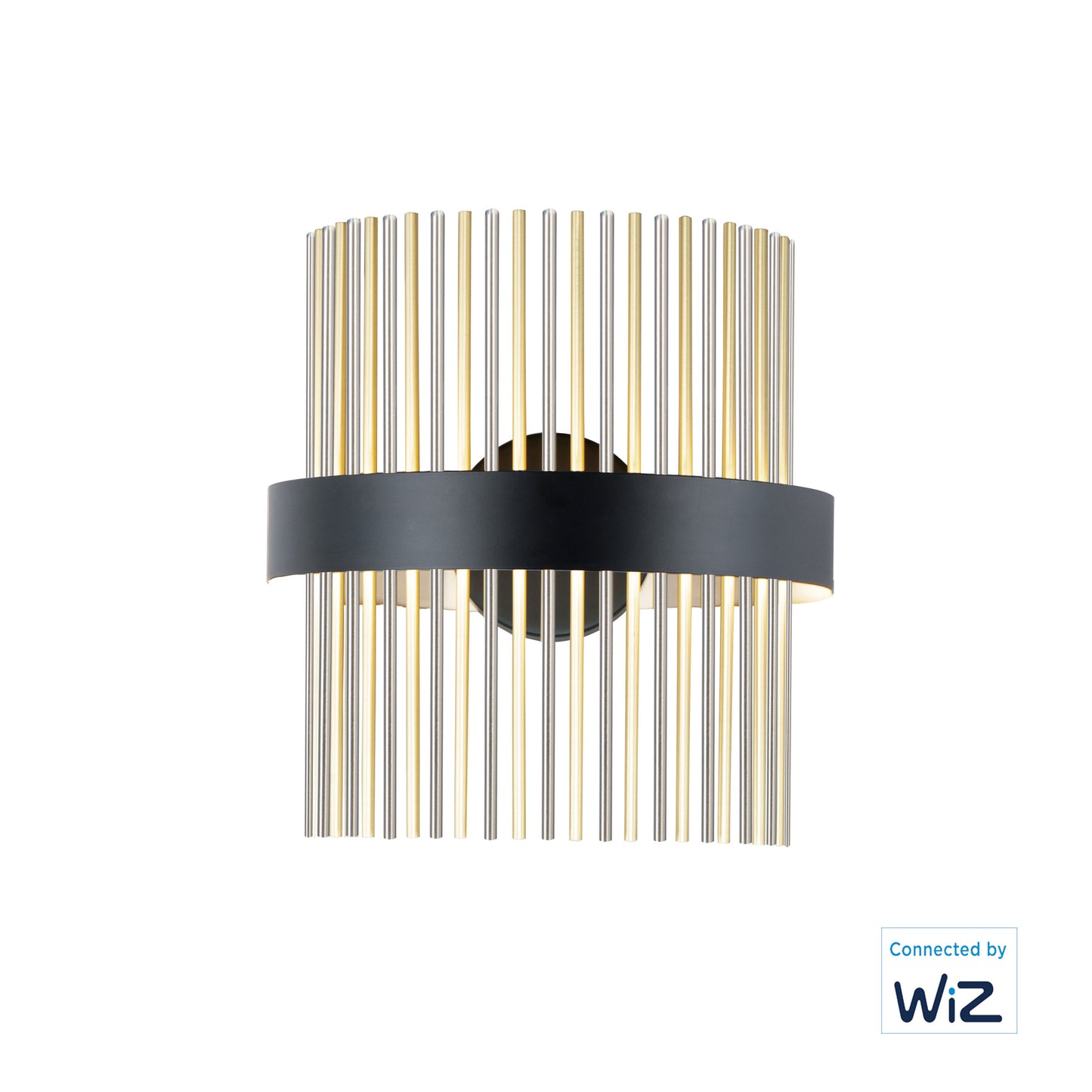 E34201-BKSNSBR - Chimes WiZ 15" Wall Sconce - Black / Satin Nickel / Satin Brass