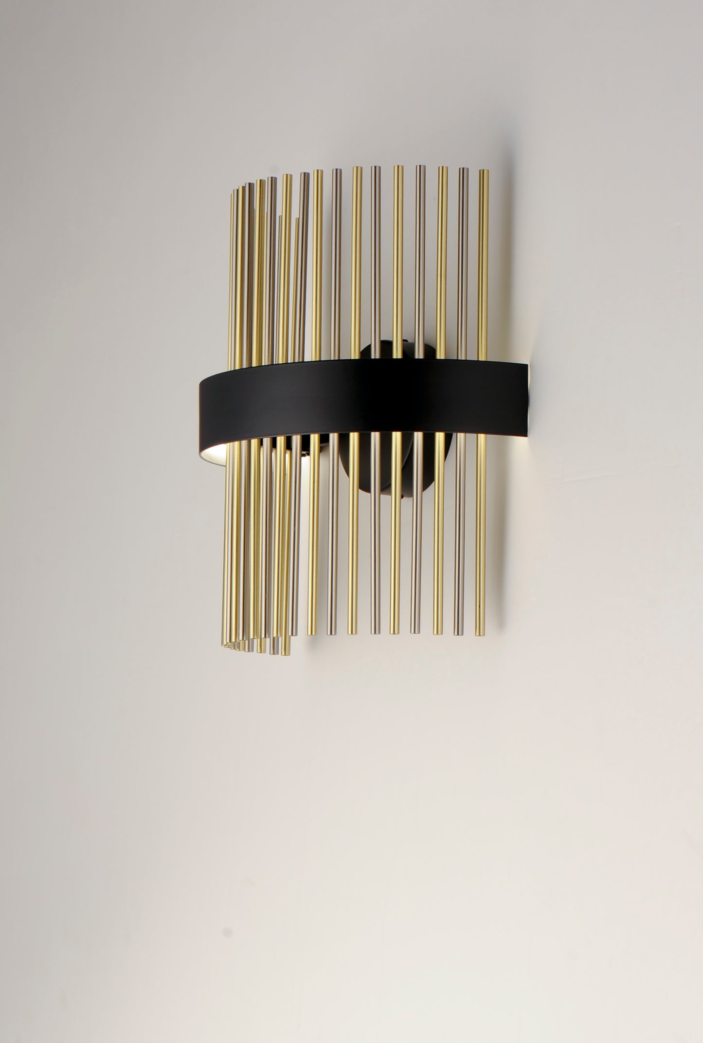 E34201-BKSNSBR - Chimes WiZ 15" Wall Sconce - Black / Satin Nickel / Satin Brass