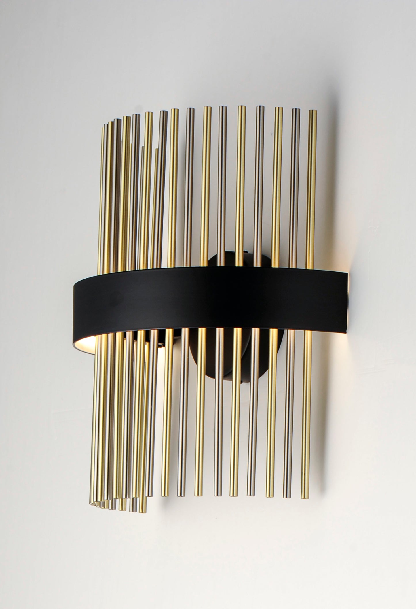 E34201-BKSNSBR - Chimes WiZ 15" Wall Sconce - Black / Satin Nickel / Satin Brass