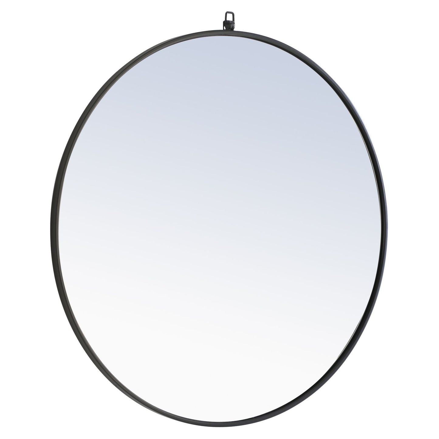MR4061BK Rowan 36" x 36" Metal Framed Round Mirror with Decorative Hook in Black