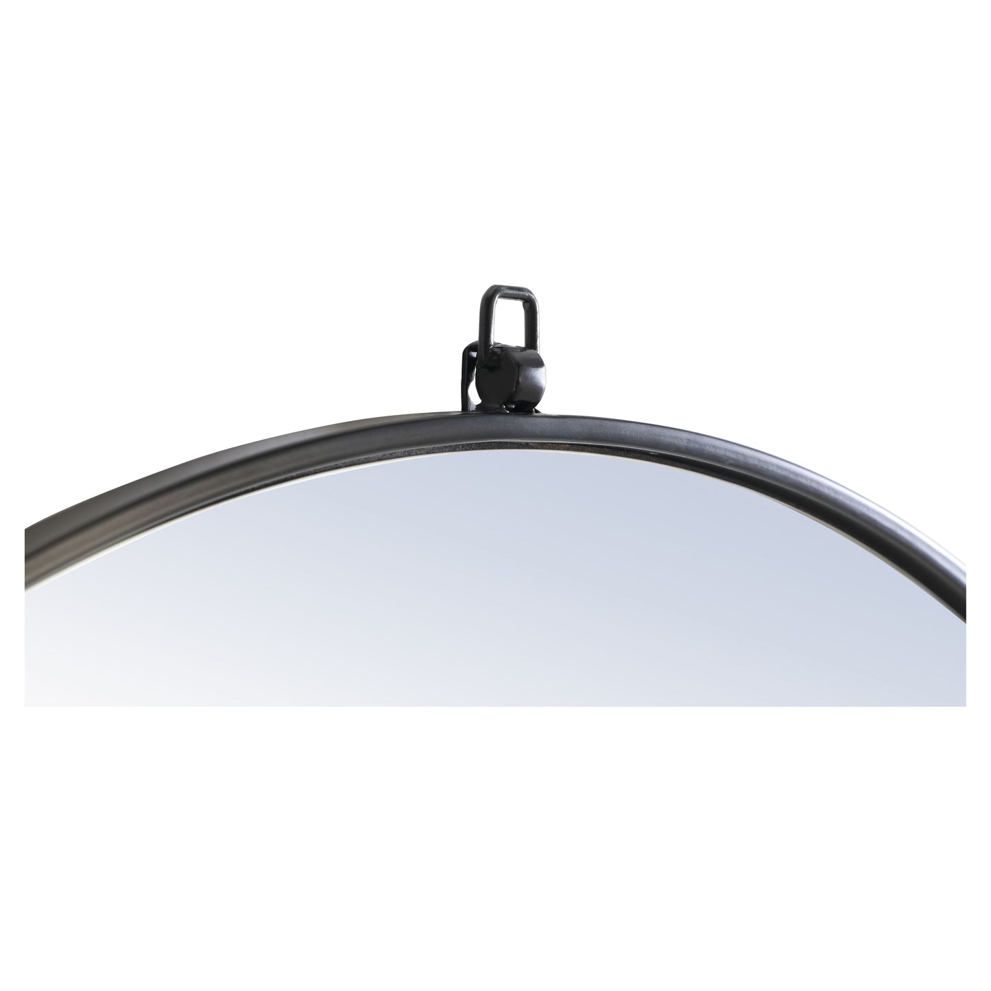 MR4061BK Rowan 36" x 36" Metal Framed Round Mirror with Decorative Hook in Black