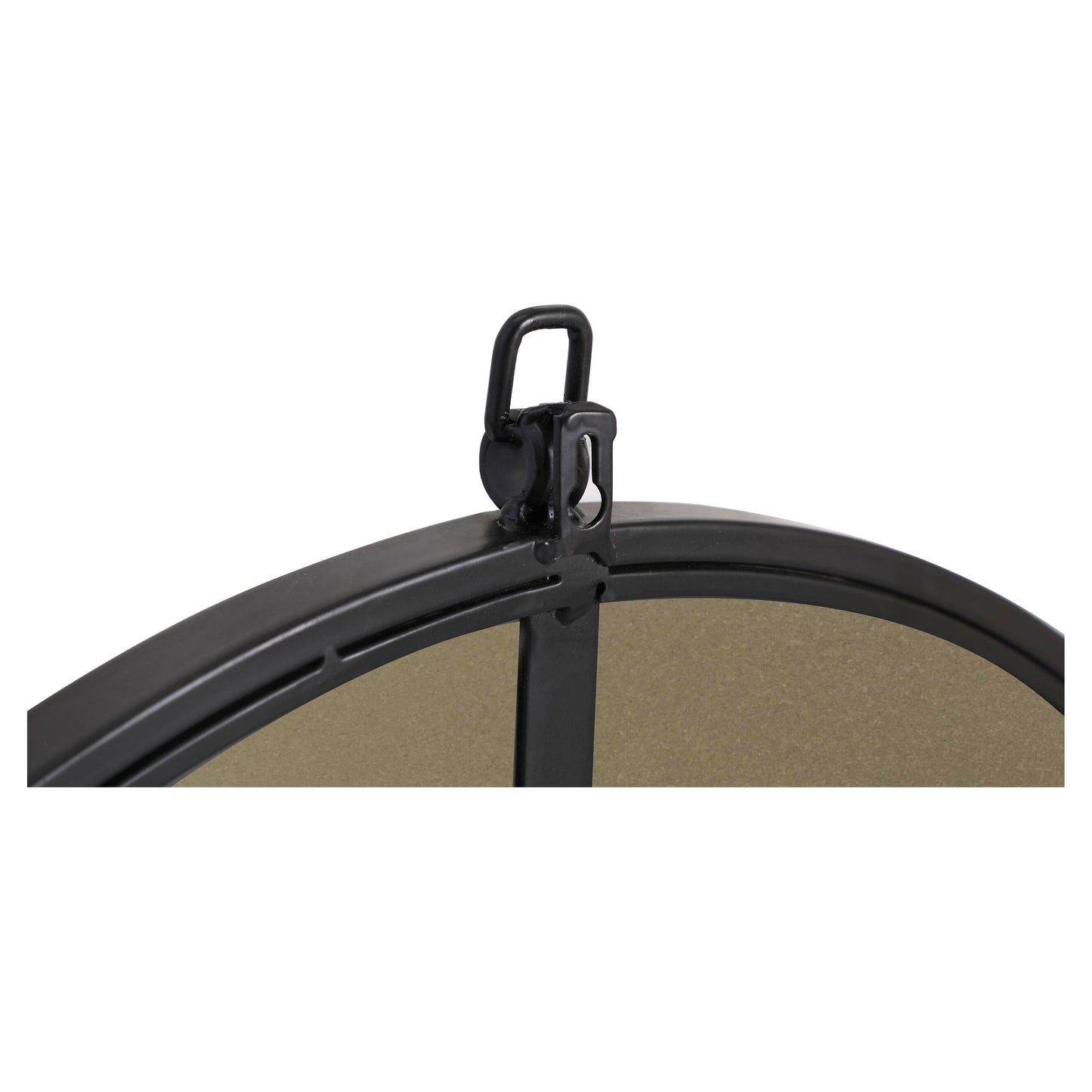 MR4061BK Rowan 36" x 36" Metal Framed Round Mirror with Decorative Hook in Black