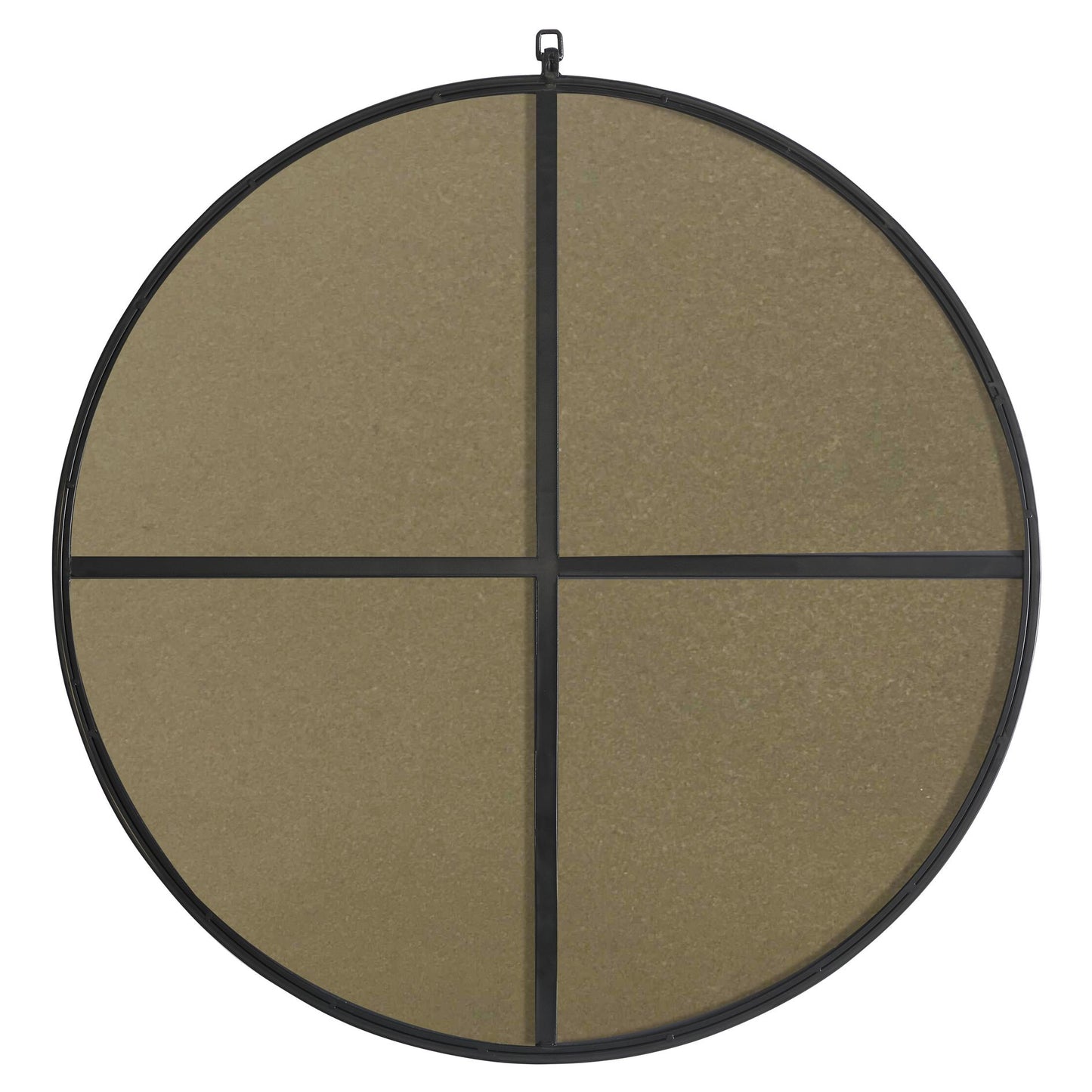 MR4061BK Rowan 36" x 36" Metal Framed Round Mirror with Decorative Hook in Black