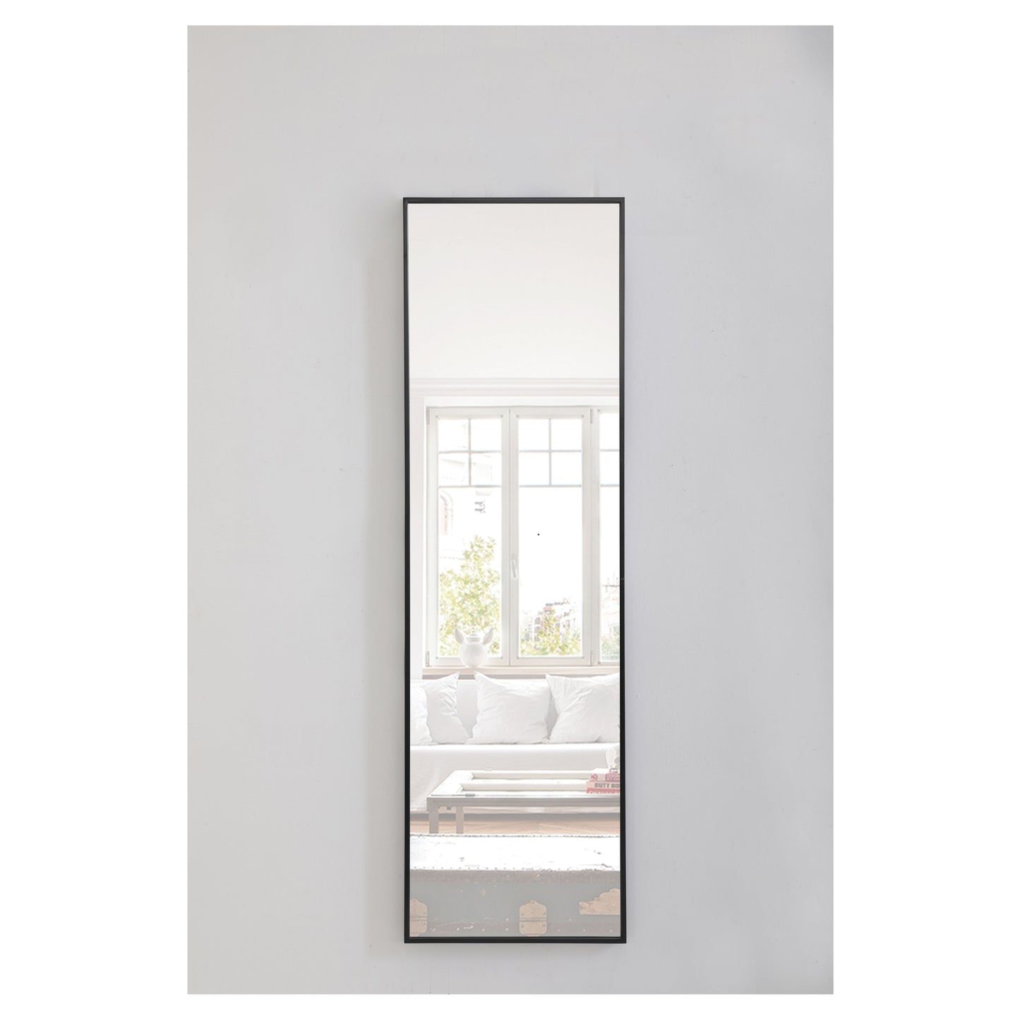 MR4081BK Monet 18" x 60" Metal Framed Rectangular Mirror in Black