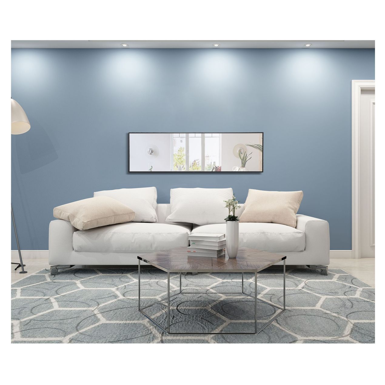 MR4081BK Monet 18" x 60" Metal Framed Rectangular Mirror in Black