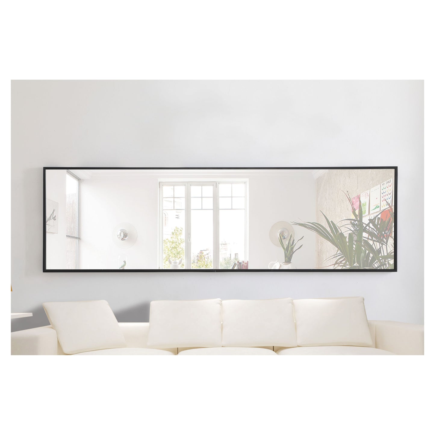MR4081BK Monet 18" x 60" Metal Framed Rectangular Mirror in Black