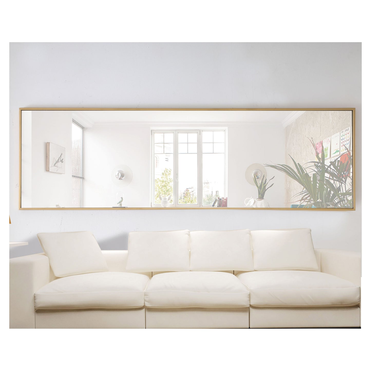 MR4082BR Monet 18" x 60" Metal Framed Rectangular Mirror in Brass