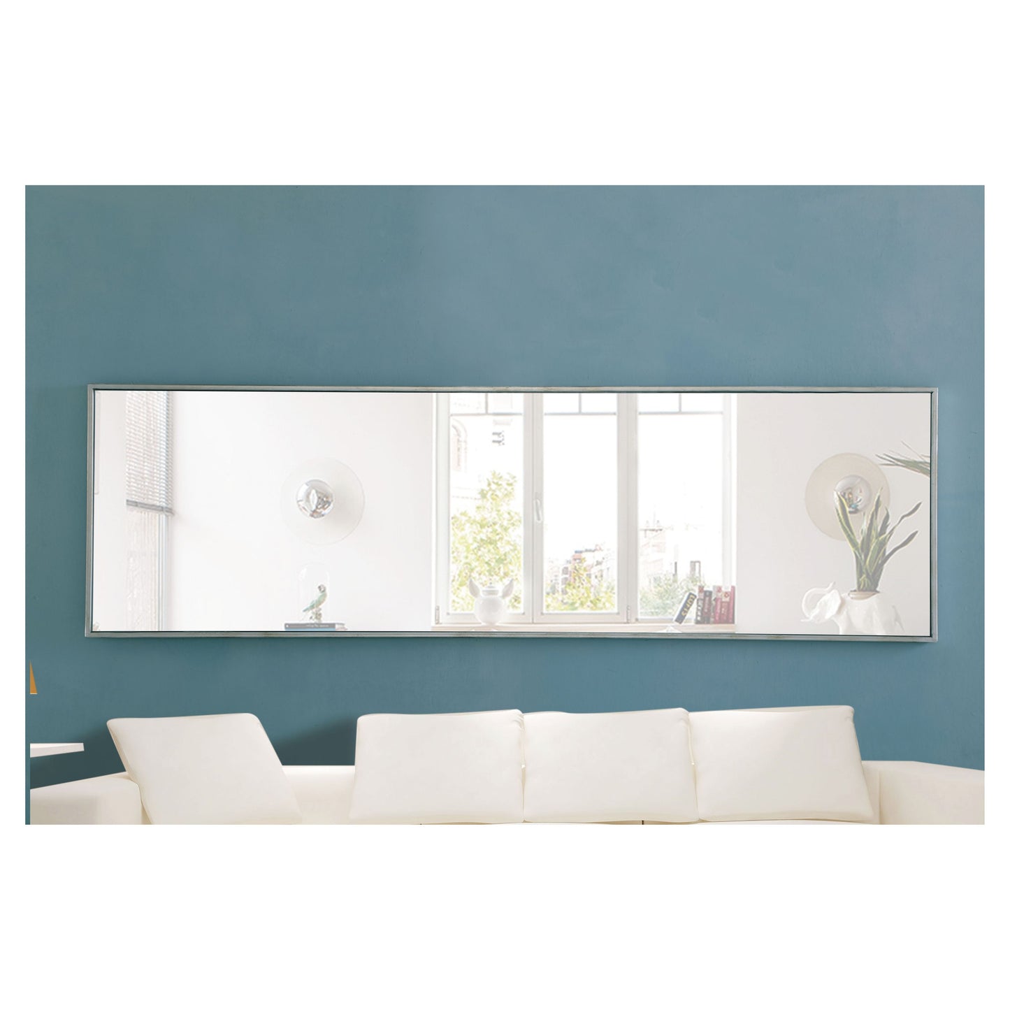 MR4083S Monet 18" x 60" Metal Framed Rectangular Mirror in Silver