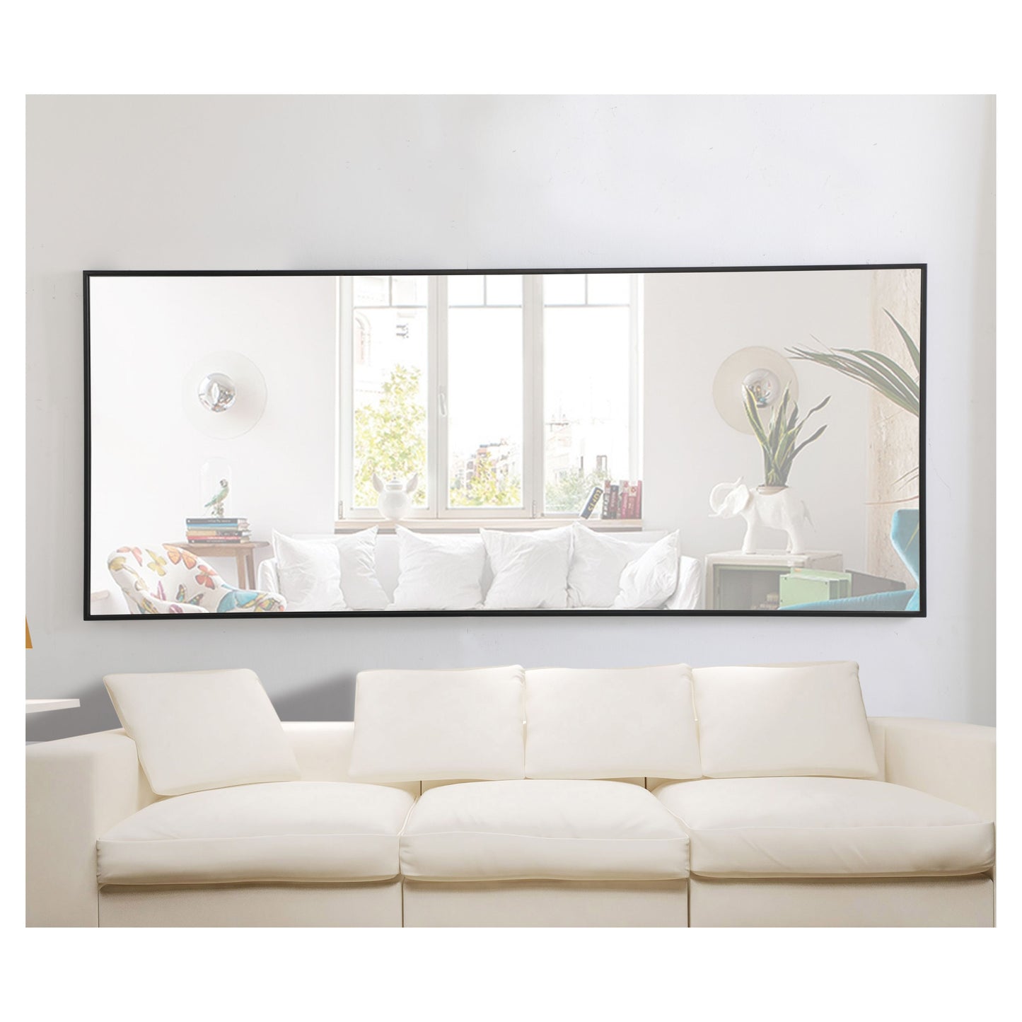 MR4084BK Monet 30" x 72" Metal Framed Rectangular Mirror in Black