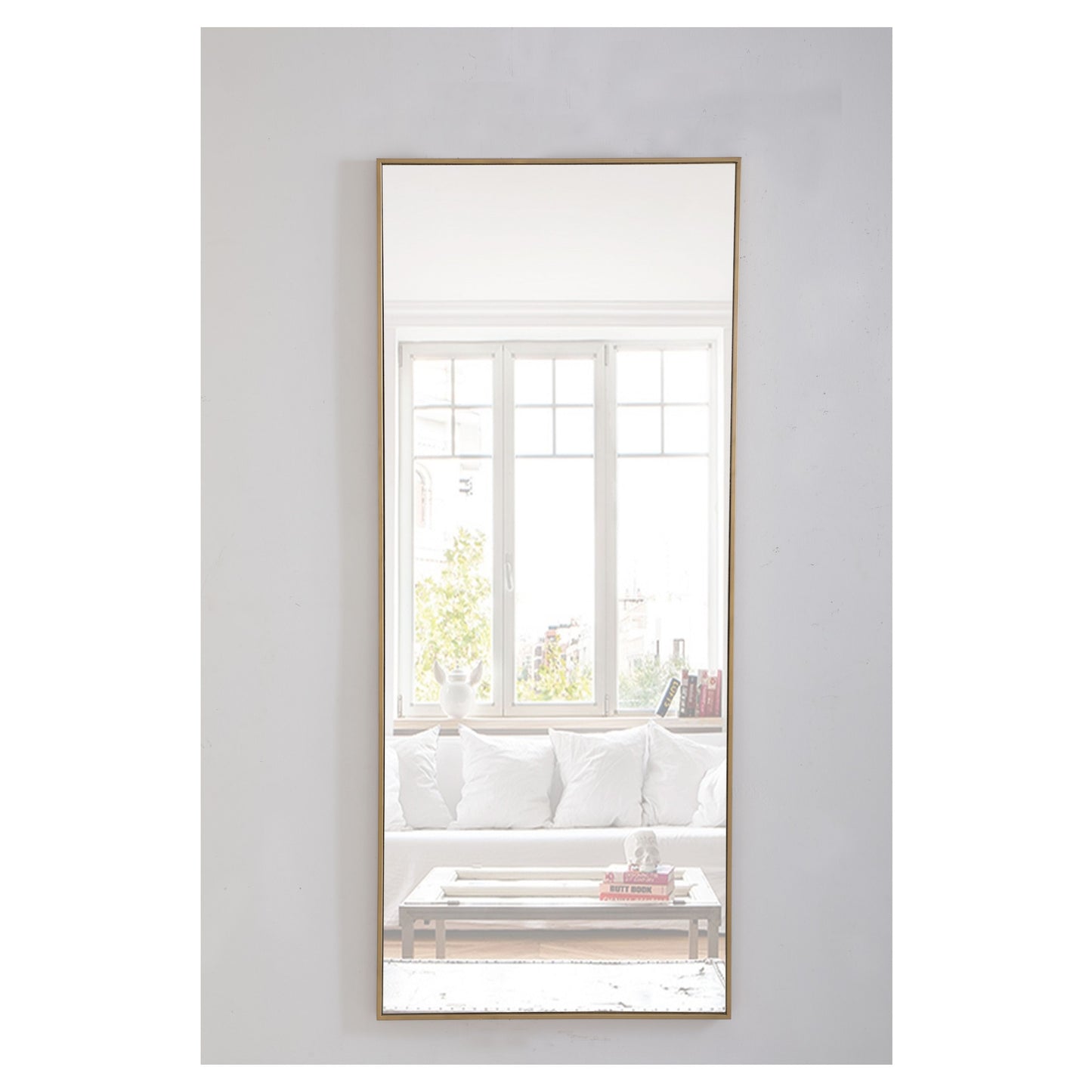 MR4085BR Monet 30" x 72" Metal Framed Rectangular Mirror in Brass