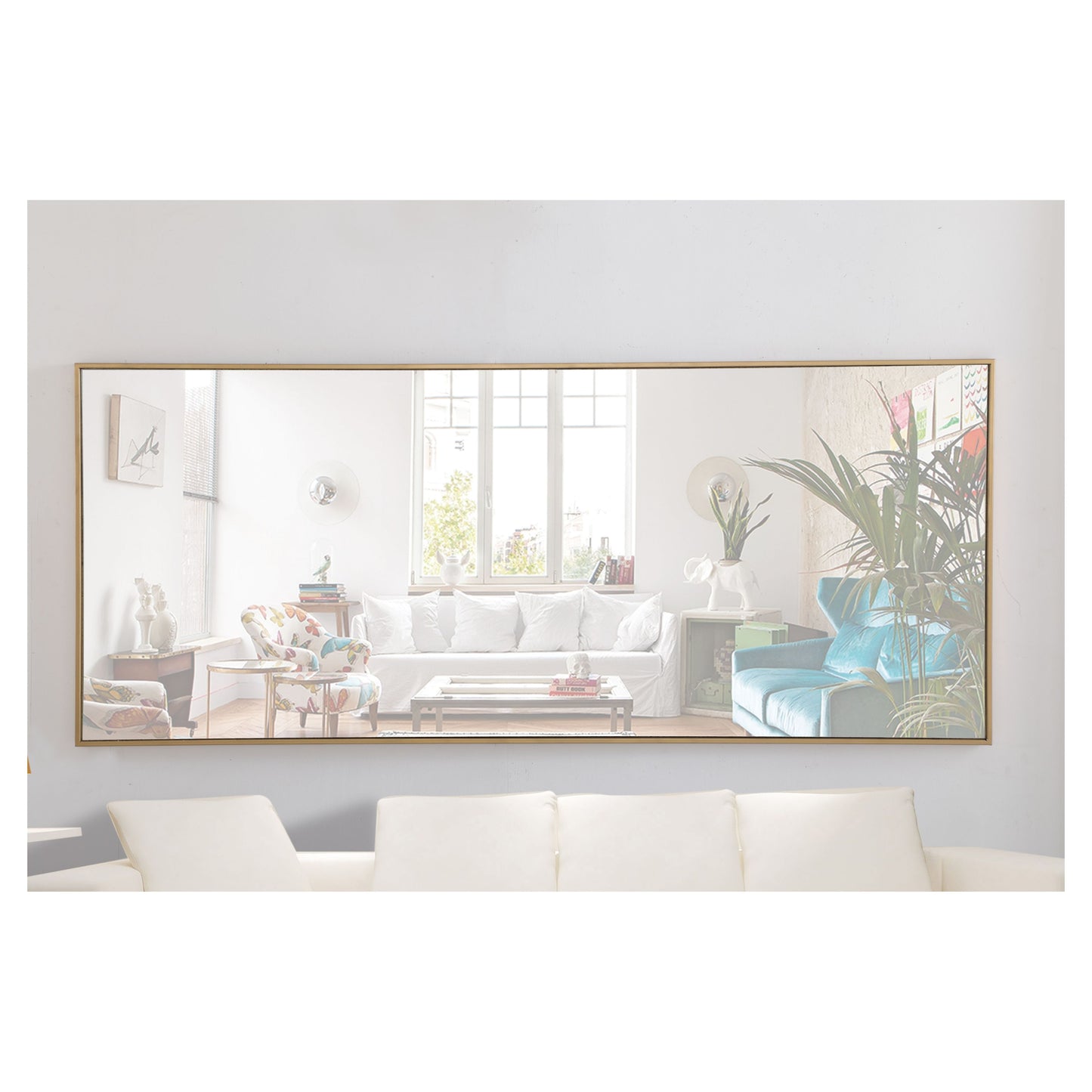 MR4085BR Monet 30" x 72" Metal Framed Rectangular Mirror in Brass