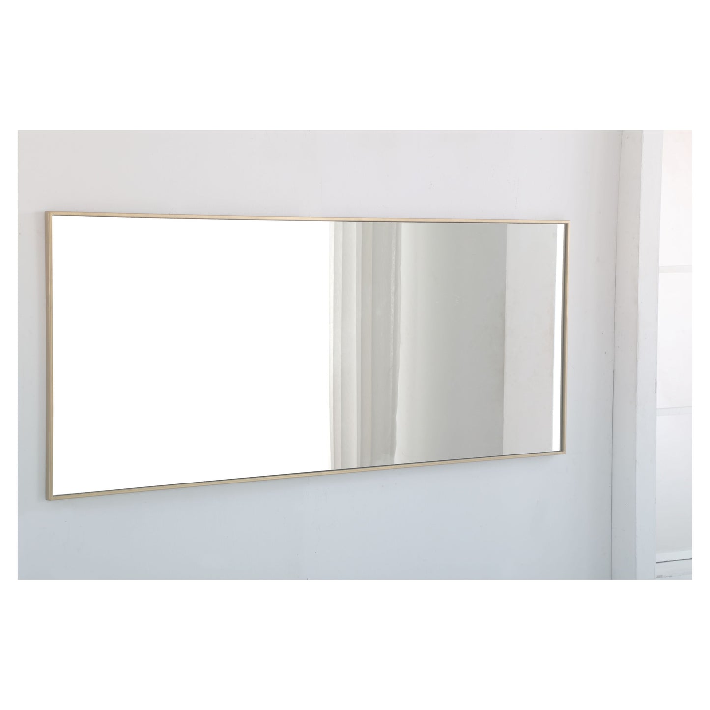MR4085BR Monet 30" x 72" Metal Framed Rectangular Mirror in Brass