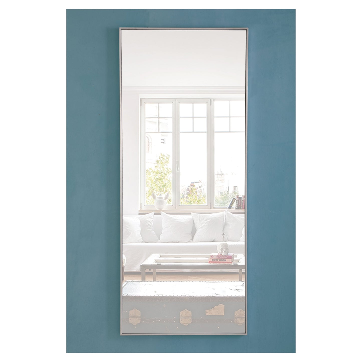 MR4086S Monet 30" x 72" Metal Framed Rectangular Mirror in Silver