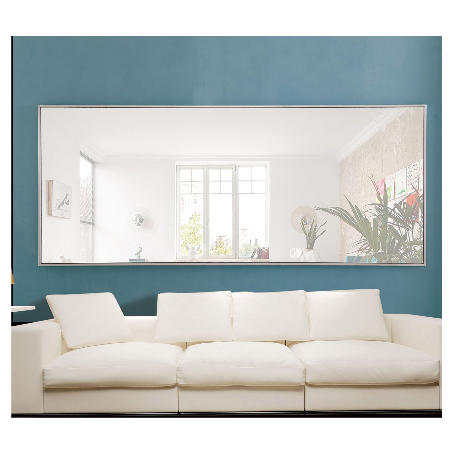 MR4086S Monet 30" x 72" Metal Framed Rectangular Mirror in Silver