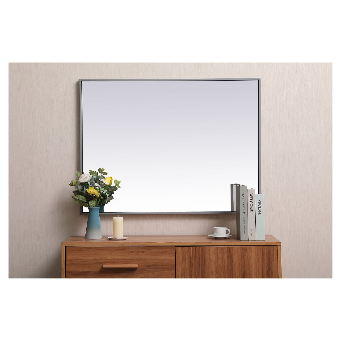 MR42736GR Monet 27" x 36" Metal Framed Rectangular Mirror in Grey