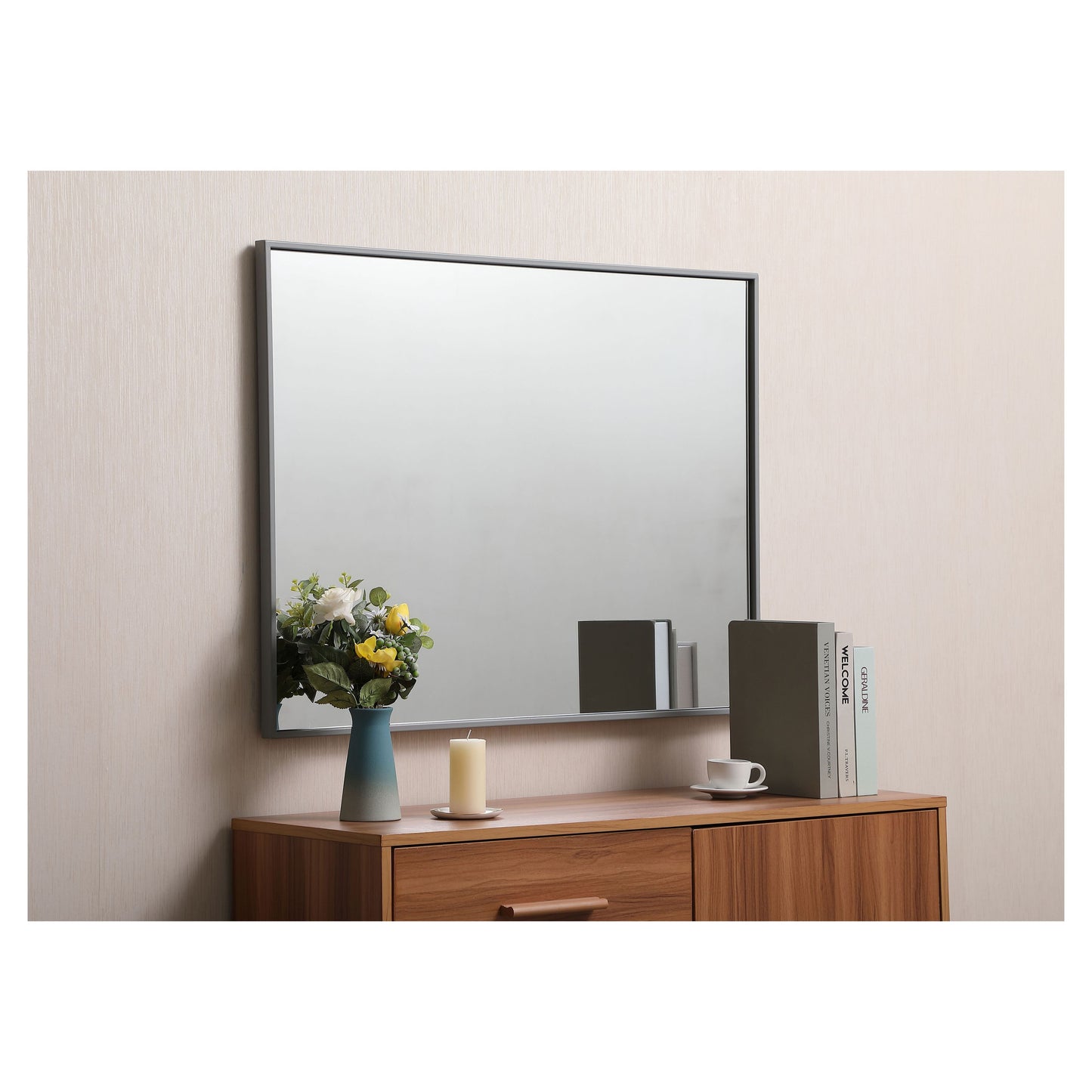 MR42736GR Monet 27" x 36" Metal Framed Rectangular Mirror in Grey