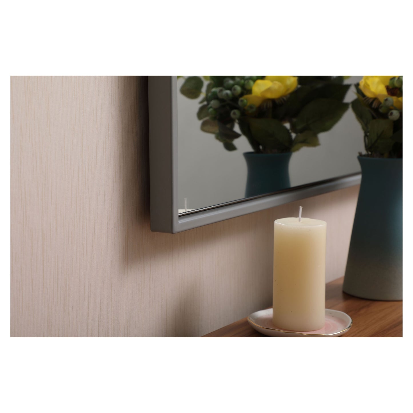 MR42736GR Monet 27" x 36" Metal Framed Rectangular Mirror in Grey