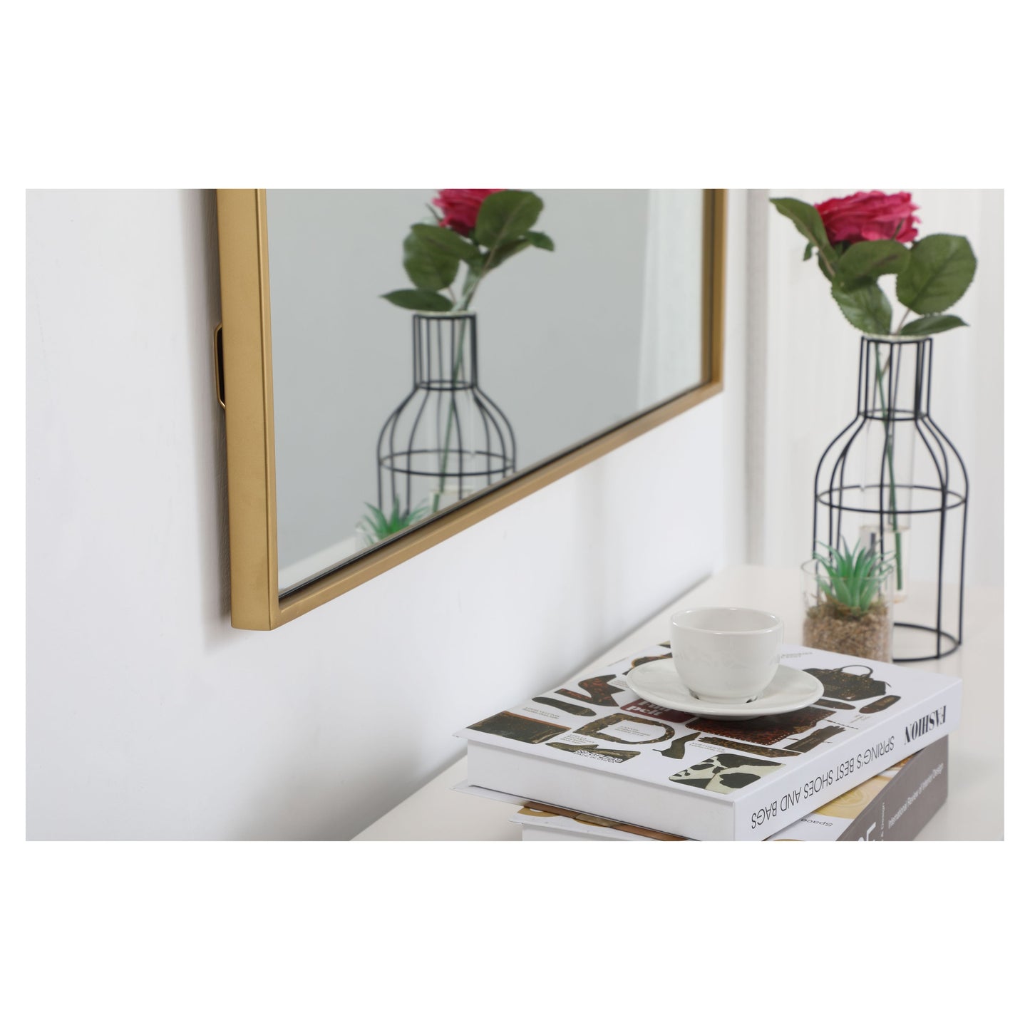 MR43036BR Monet 30" x 36" Metal Framed Rectangular Mirror in Brass