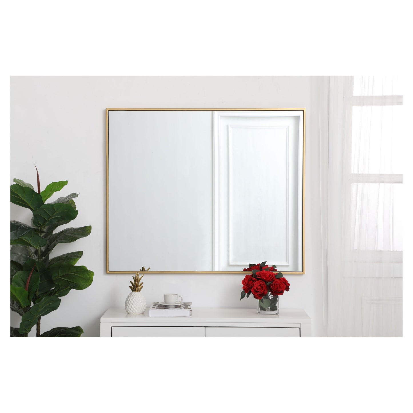 MR43036BR Monet 30" x 36" Metal Framed Rectangular Mirror in Brass